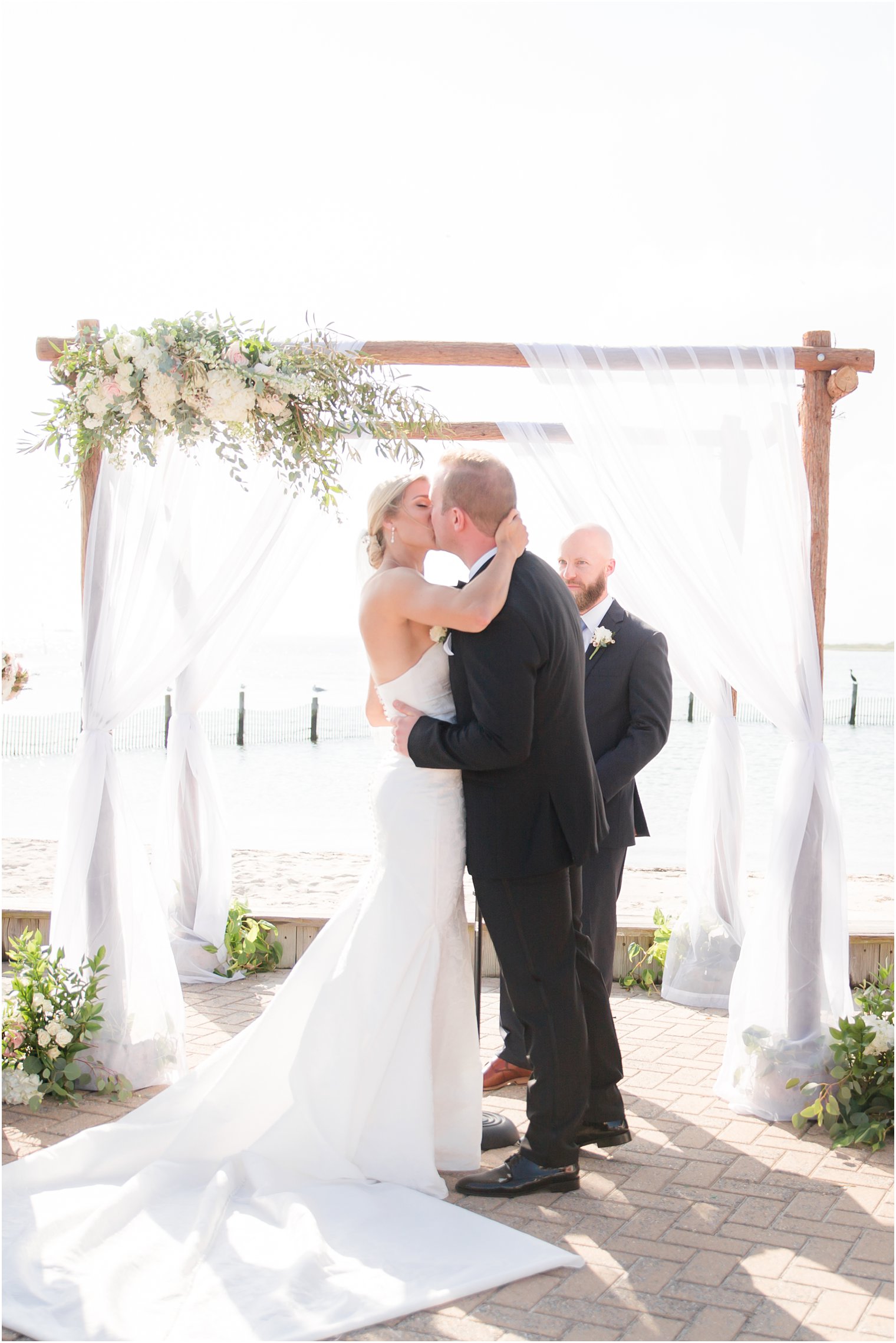 Outdoor wedding ceremony at Brant Beach Yacht Club