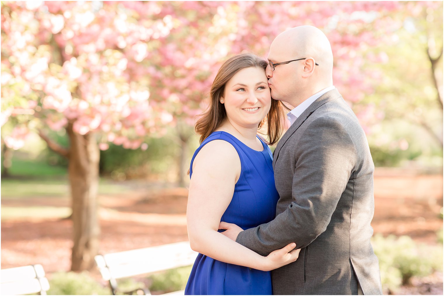 Cute pose idea for engagement photo at Branch Brook Park