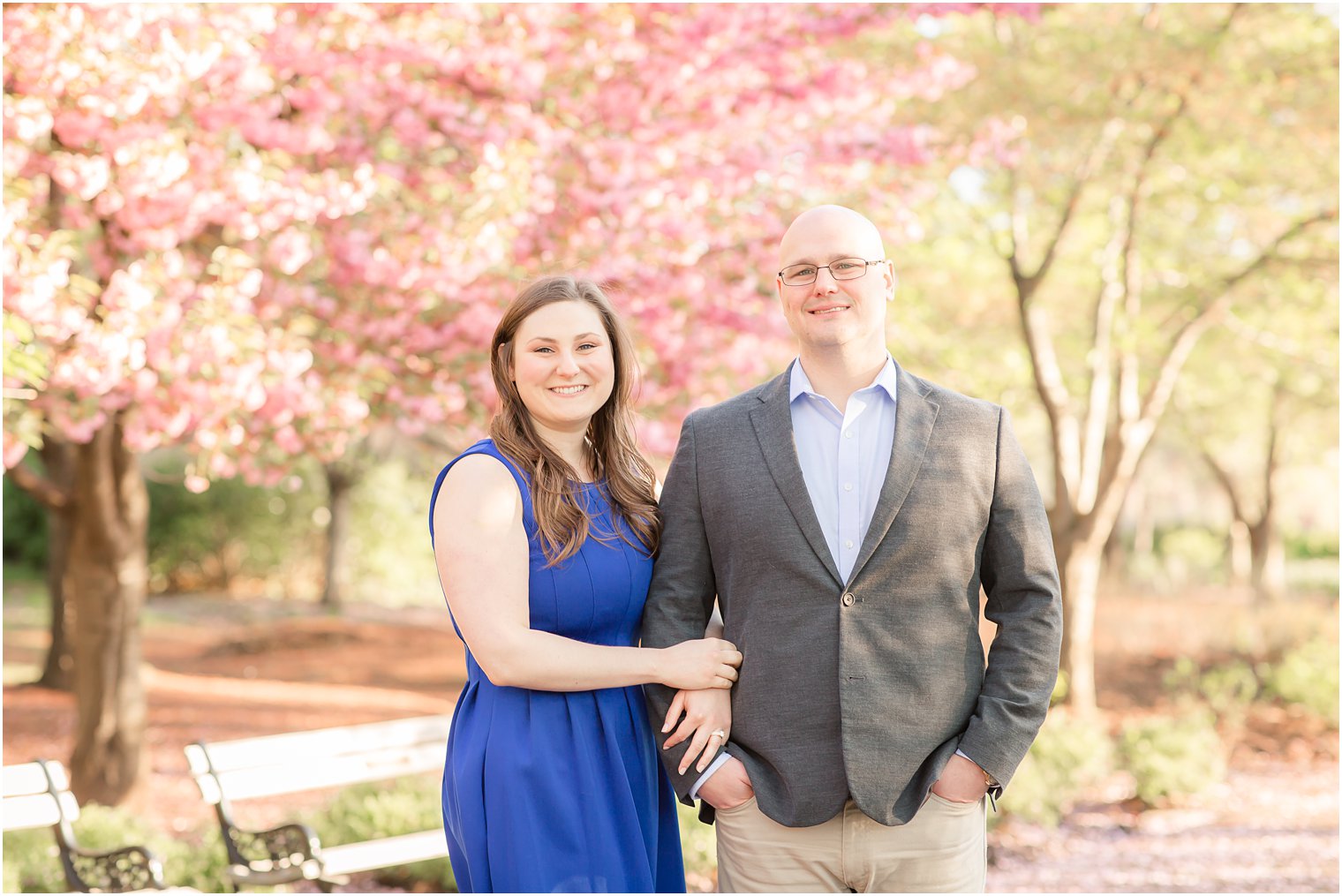 Posed engagement photo at Branch Brook Park