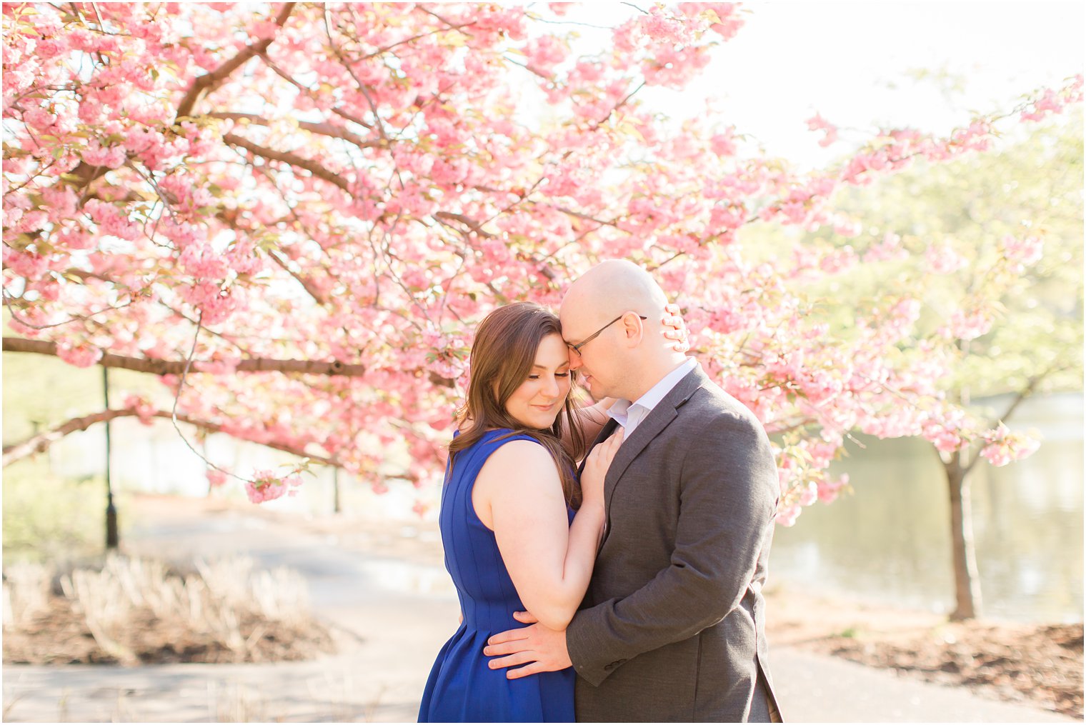 Spring Cherry Blossom Engagement in Branch Brook Park by NJ Wedding Photographers Idalia Photography.
