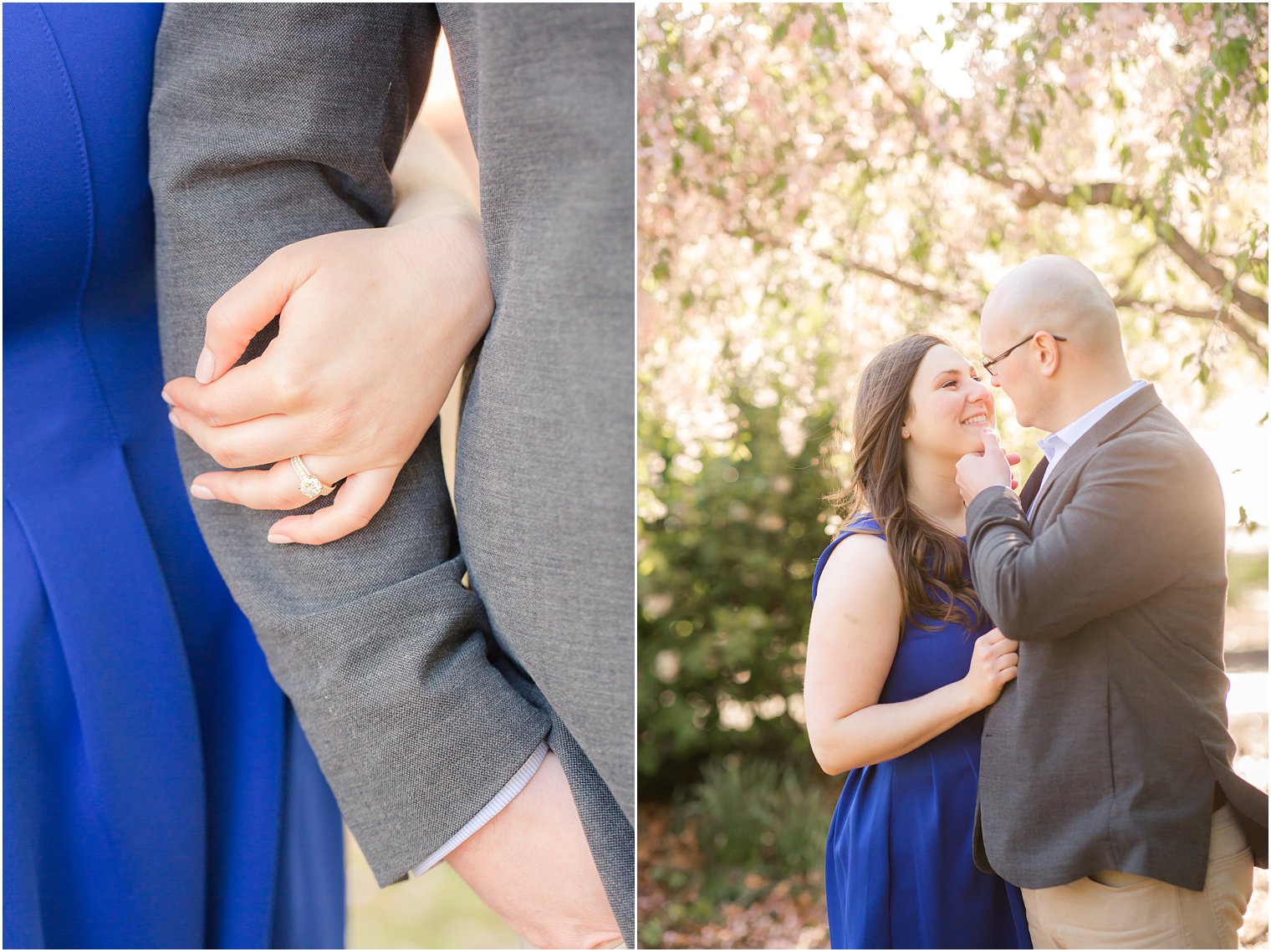 Candid photos during engagement session at Branch Brook Park