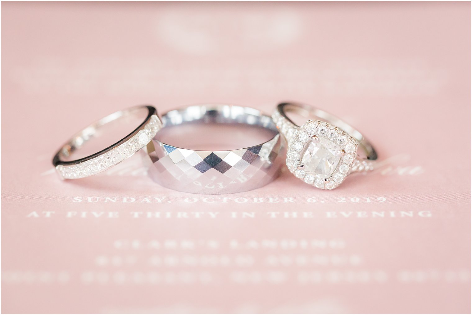 wedding rings photographed by New Jersey wedding photographer Idalia Photography