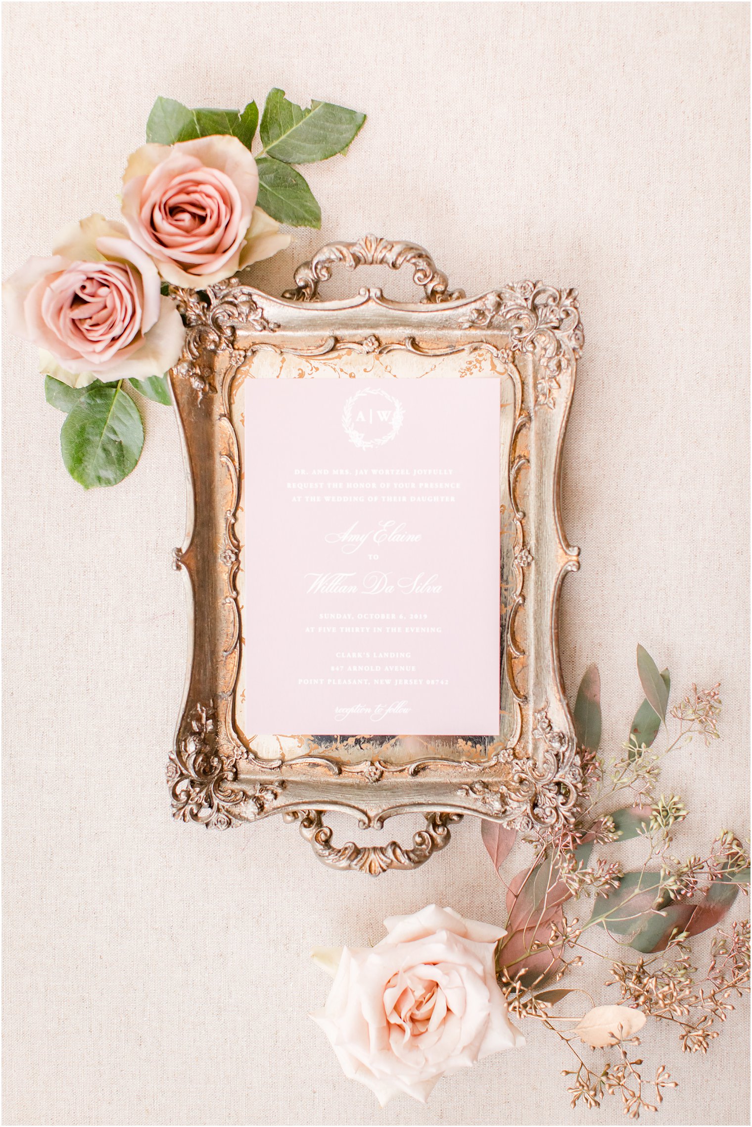pastel pink wedding invitations by Minted