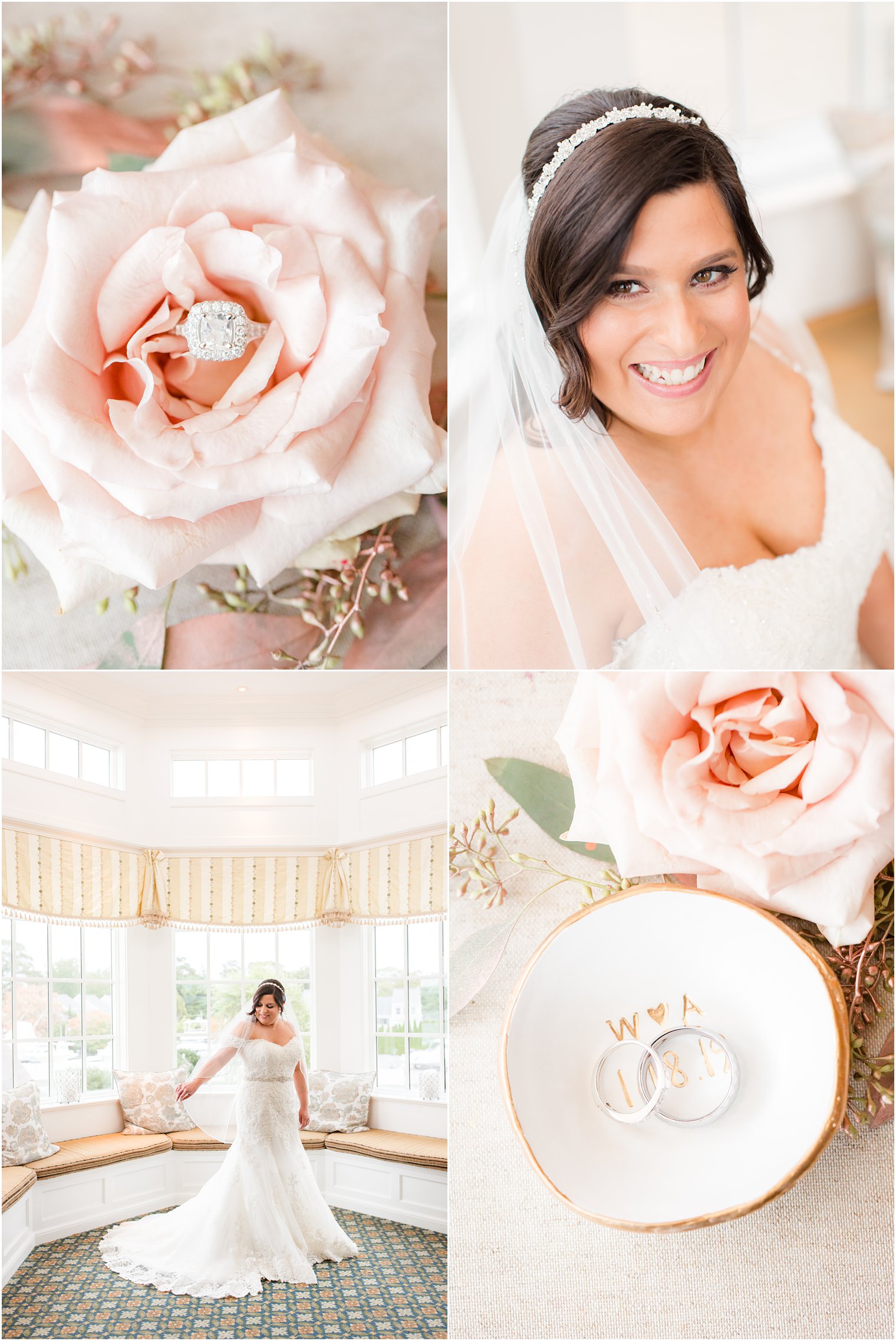 bride and her details for romantic Clarks Landing Yacht Club wedding day by Idalia Photography
