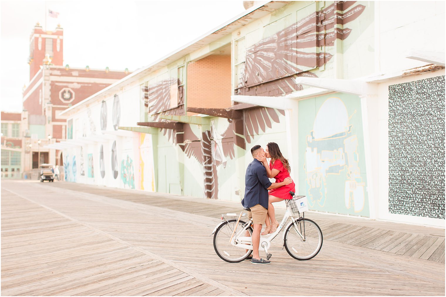 engagement portraits on boardwalk with Idalia Photography