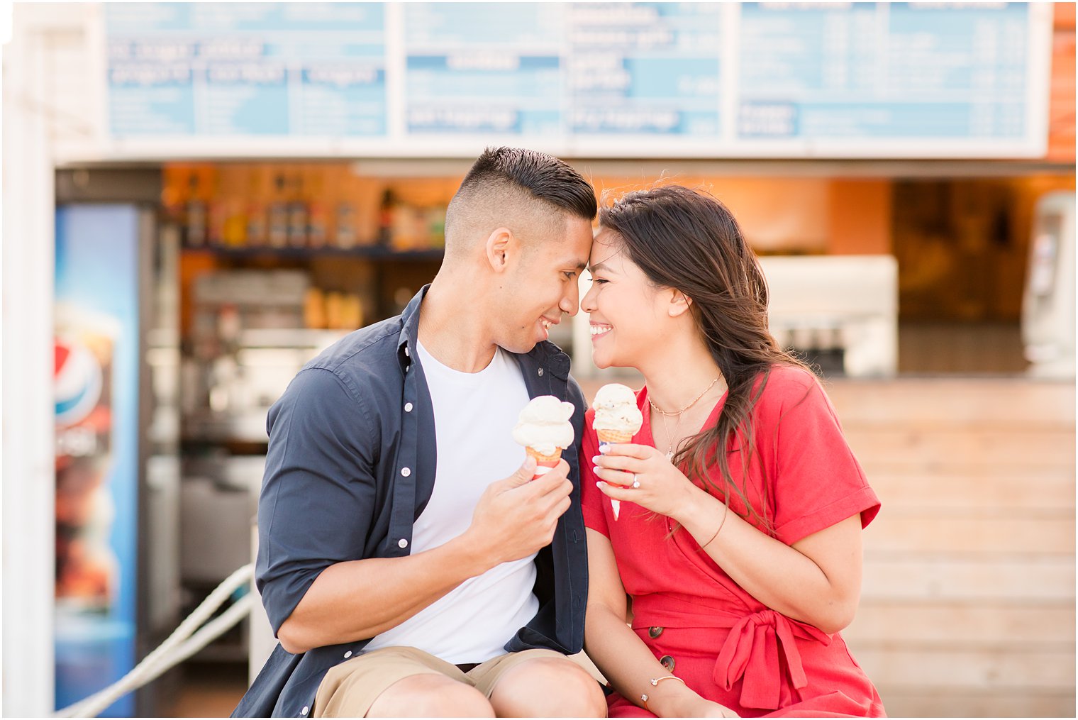 summer engagement portraits with ice cream photographed by Idalia Photography