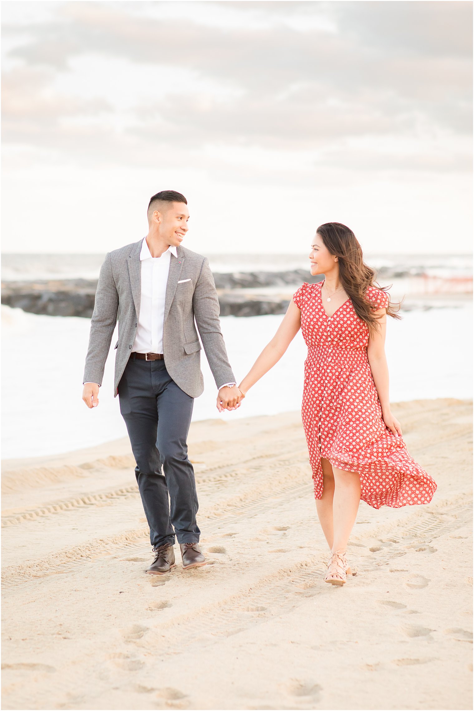 engagement session on the beach of Asbury Park with Idalia Photography