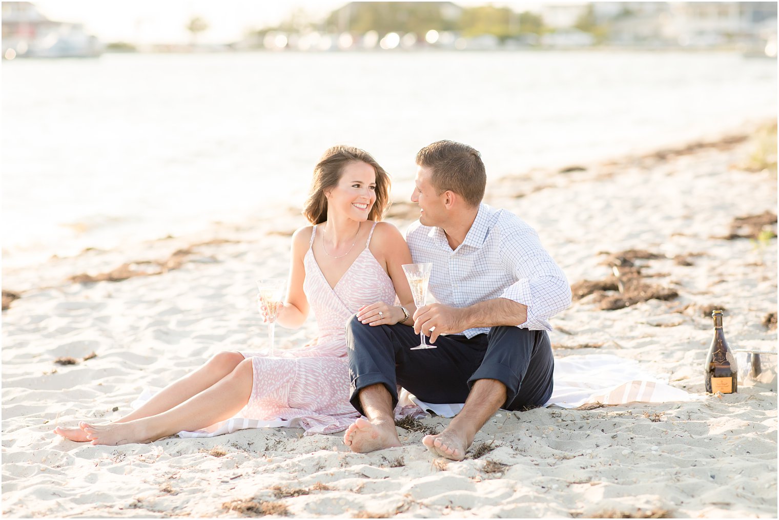 engagement toast on Jersey Shore photographed by Idalia Photography