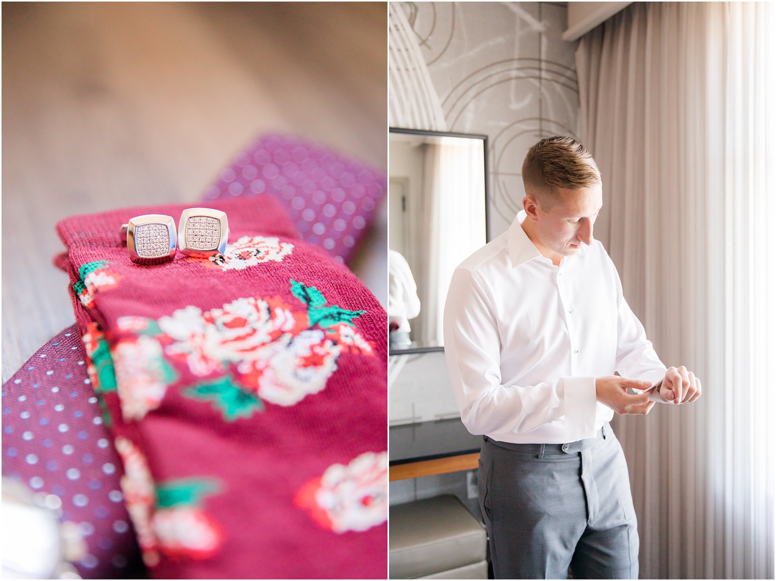 groom prepares for NJ wedding with Idalia Photography