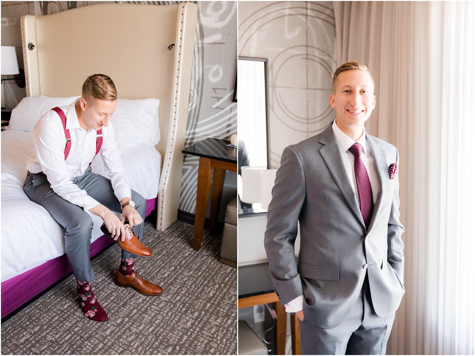 groom prepares for Stone House at Stirling Ridge wedding with Idalia Photography
