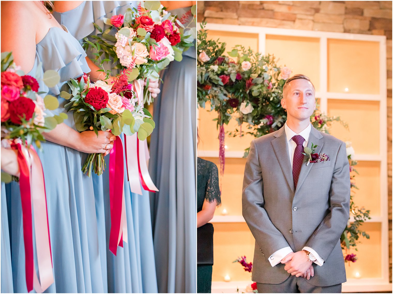 groom sees bride during ceremony photographed by Idalia Photography