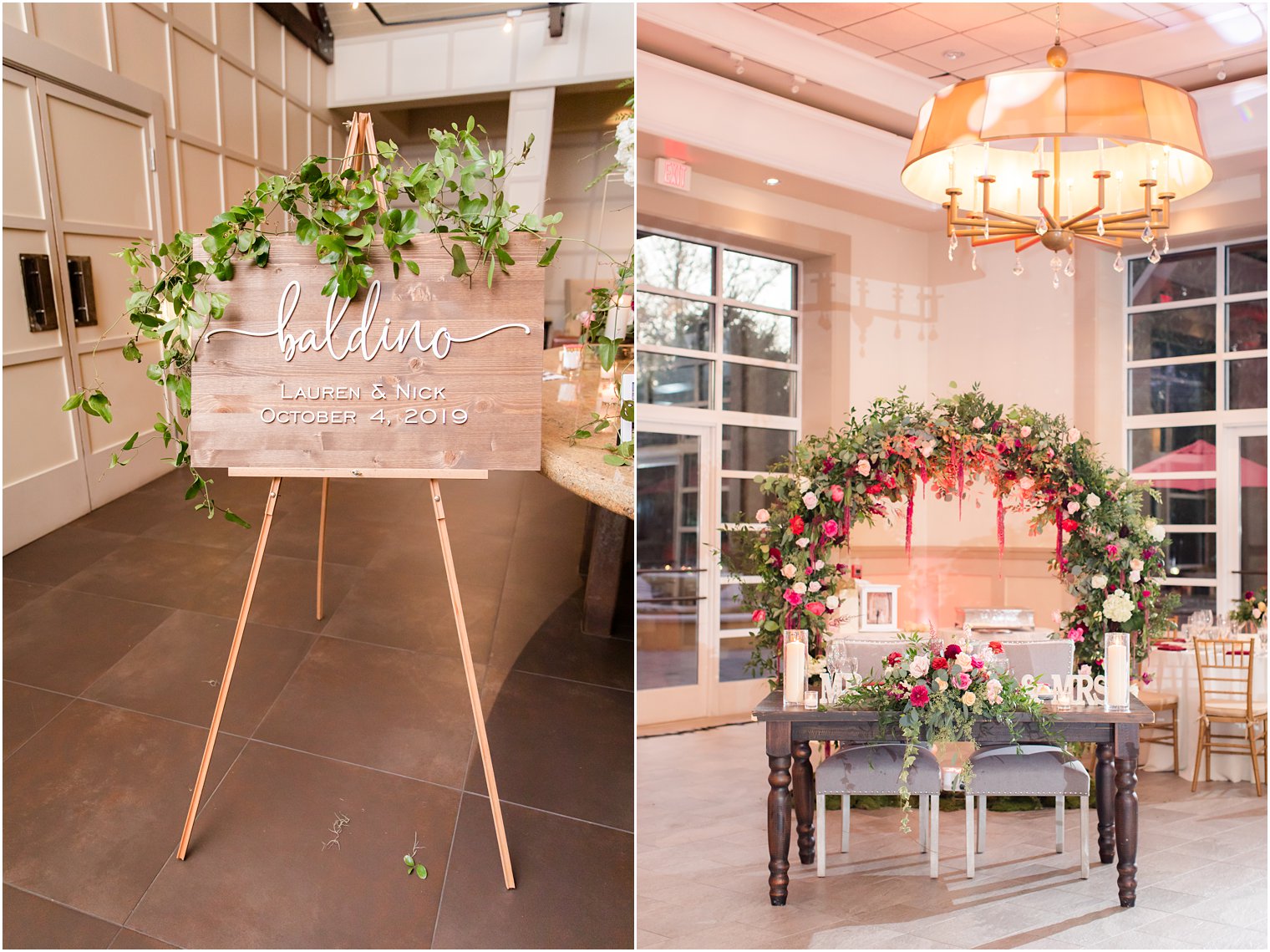 elegant wedding reception florals by Pink Dahlia Vintage