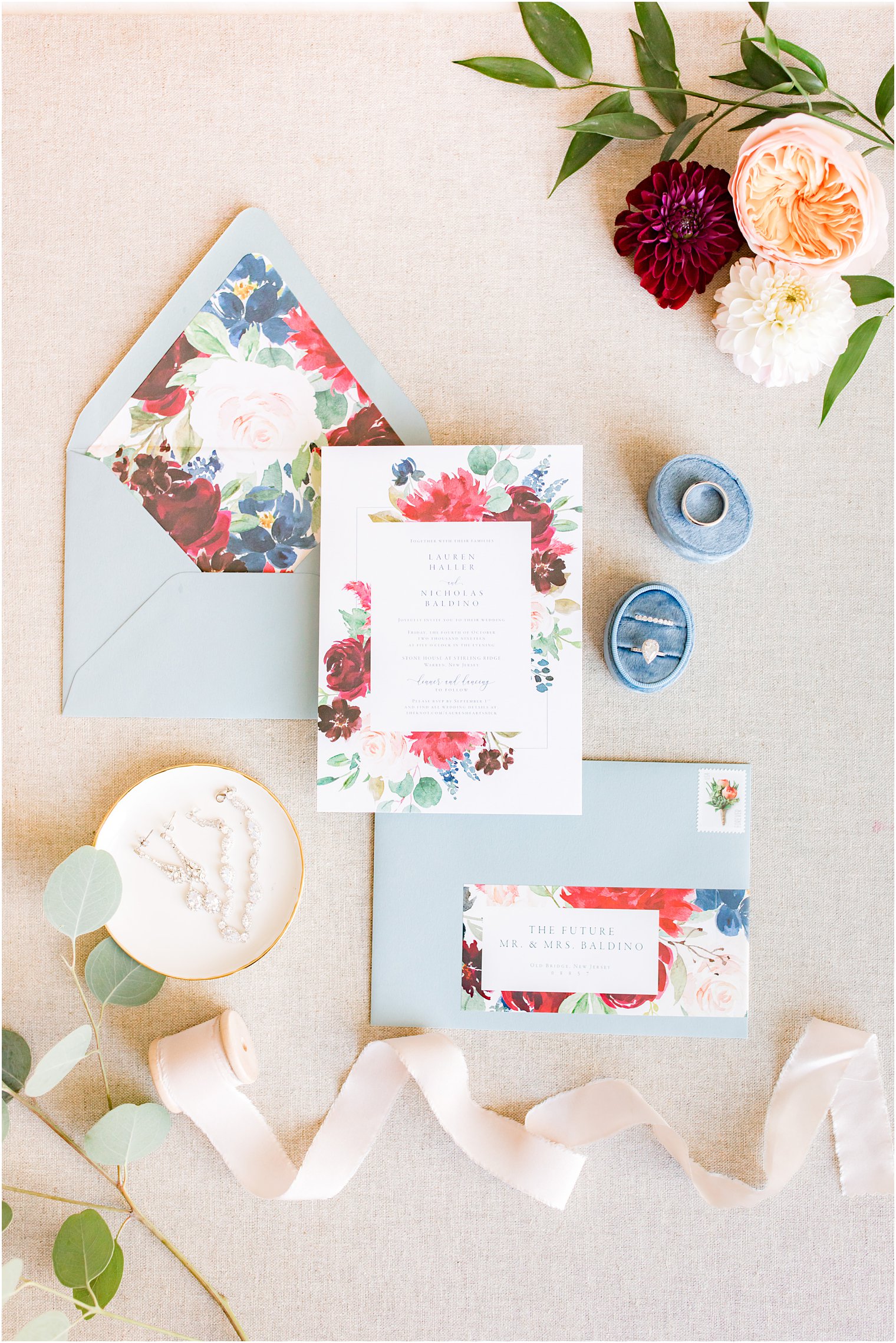 watercolor floral inspired wedding stationery photographed by Idalia Photography