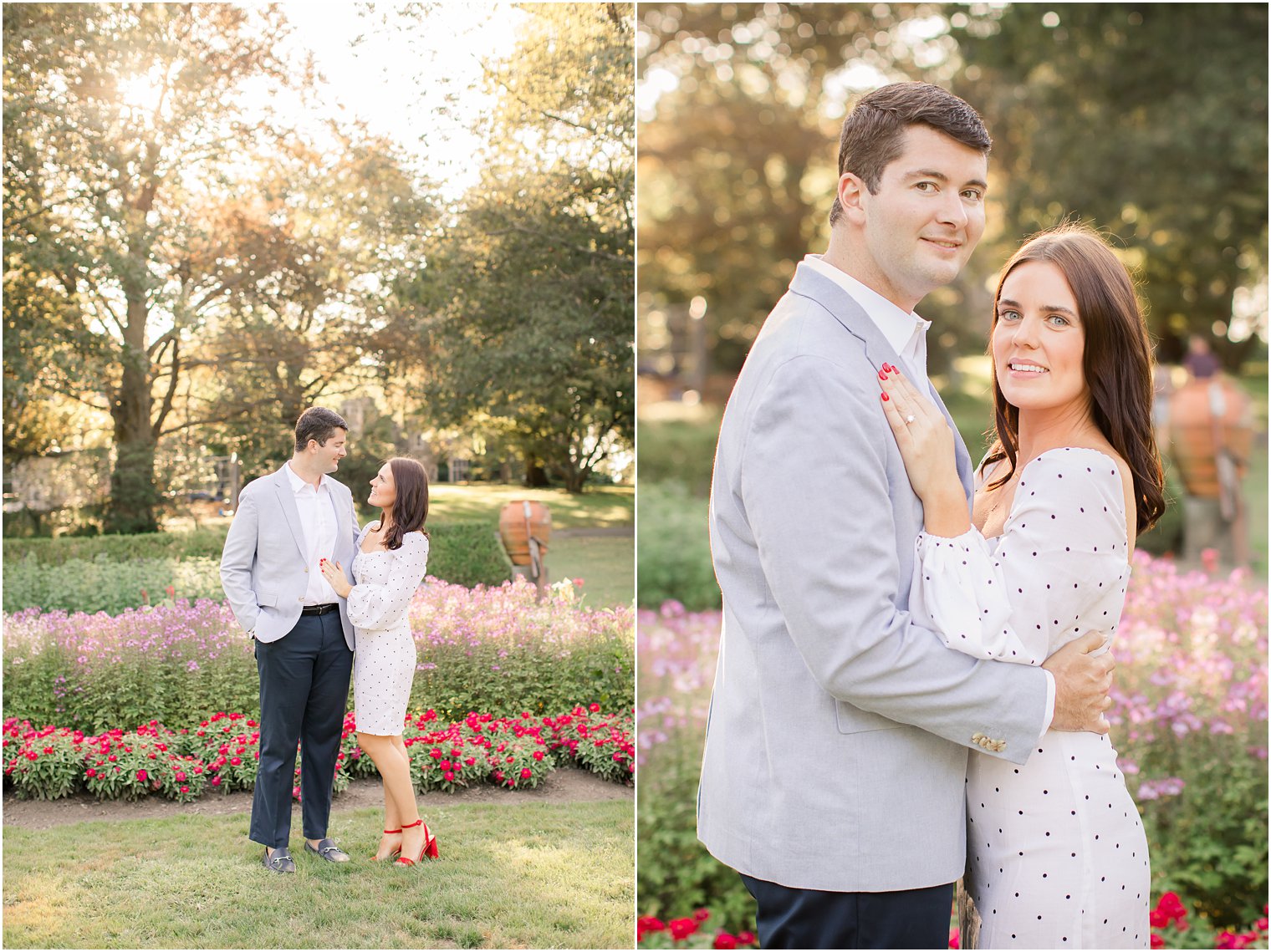 summer engagement at Skylands Manor with Idalia Photography in gardens