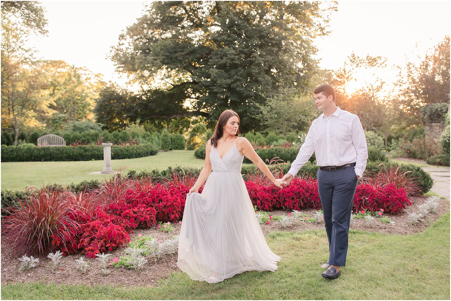 sunset summer engagement at Skylands Manor by Idalia Photography