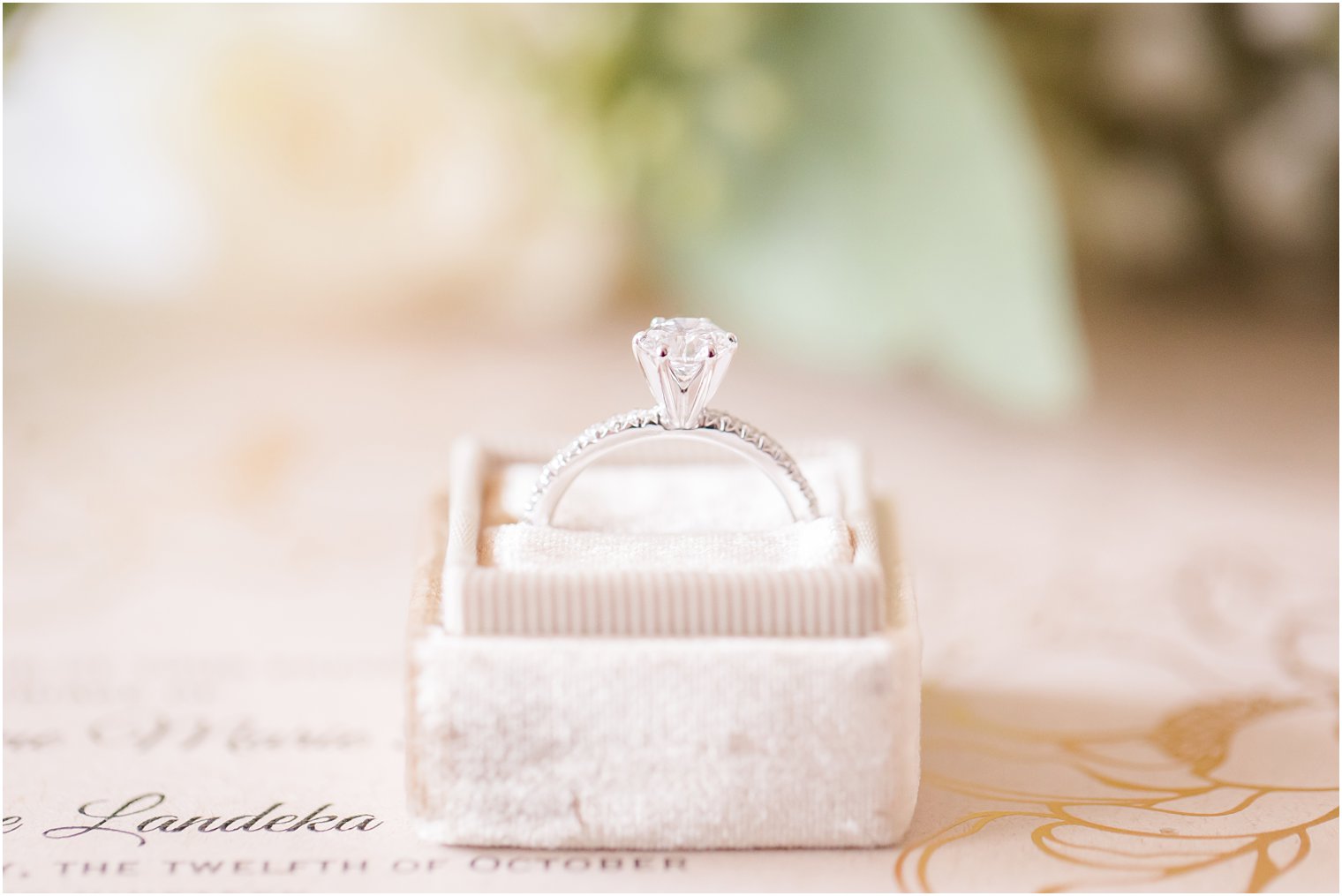 engagement ring in Mrs. Box photographed by Idalia Photography