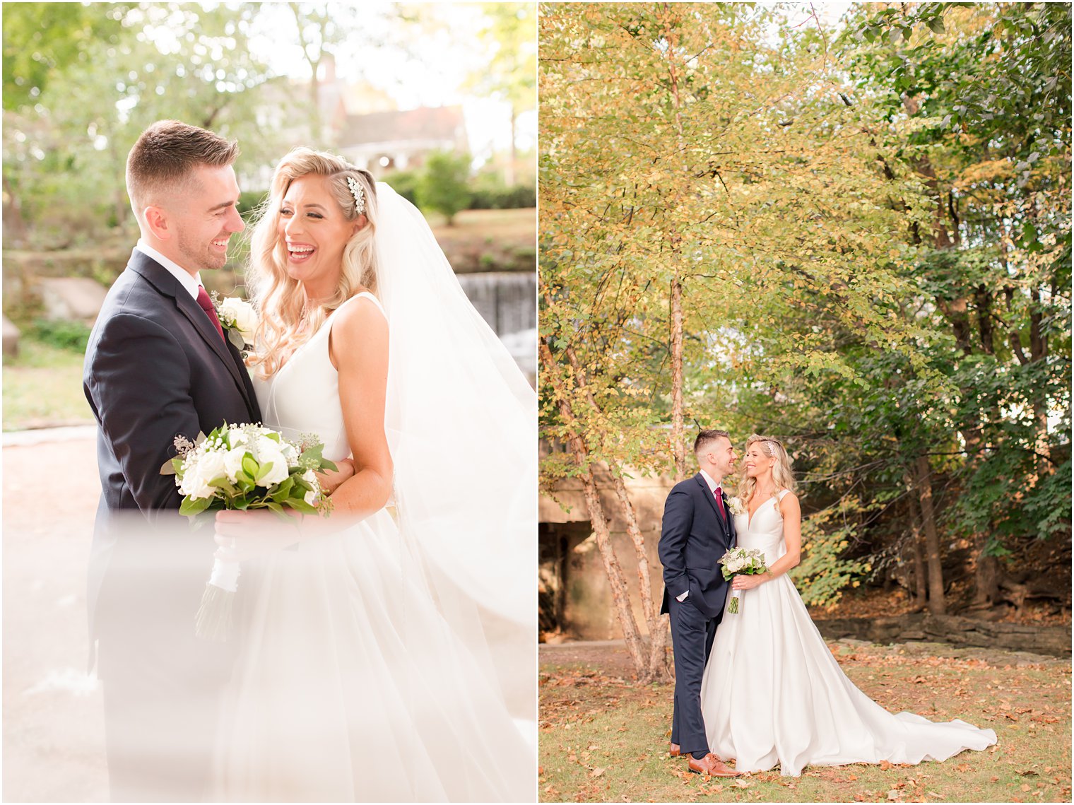 romantic fall wedding portraits in Woodland Park NJ with Idalia Photography