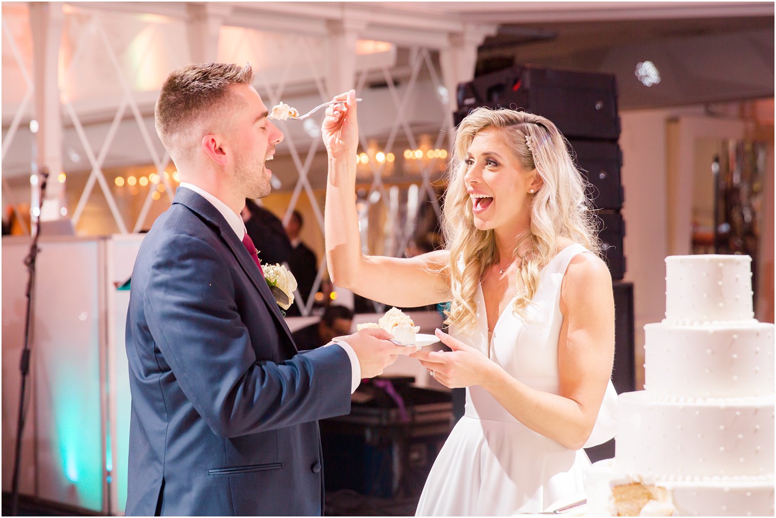 cake cutting at reception with Idalia Photography