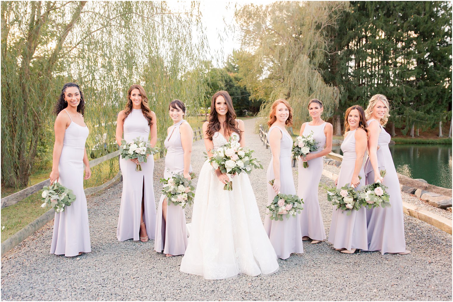 bridesmaids and bride at Windows on the Water at Frogbridge