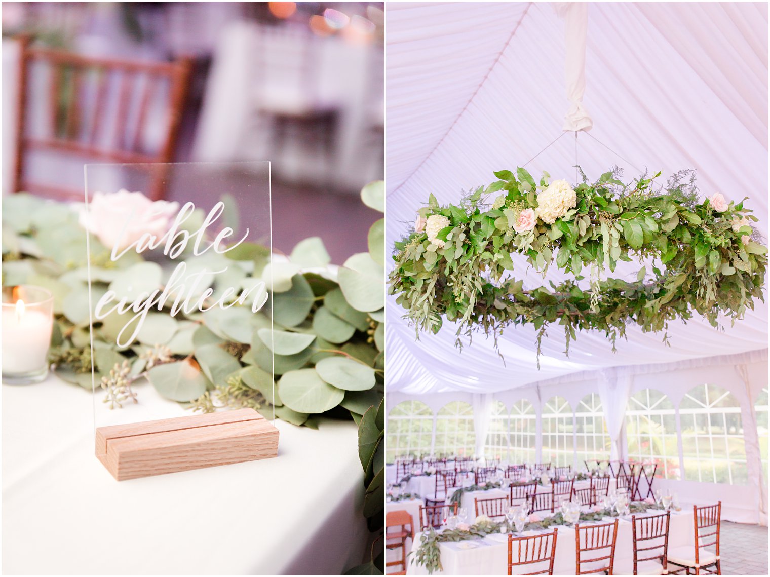 greenery and florals by Bespoke Florals for Windows on the Water at Frogbridge wedding reception