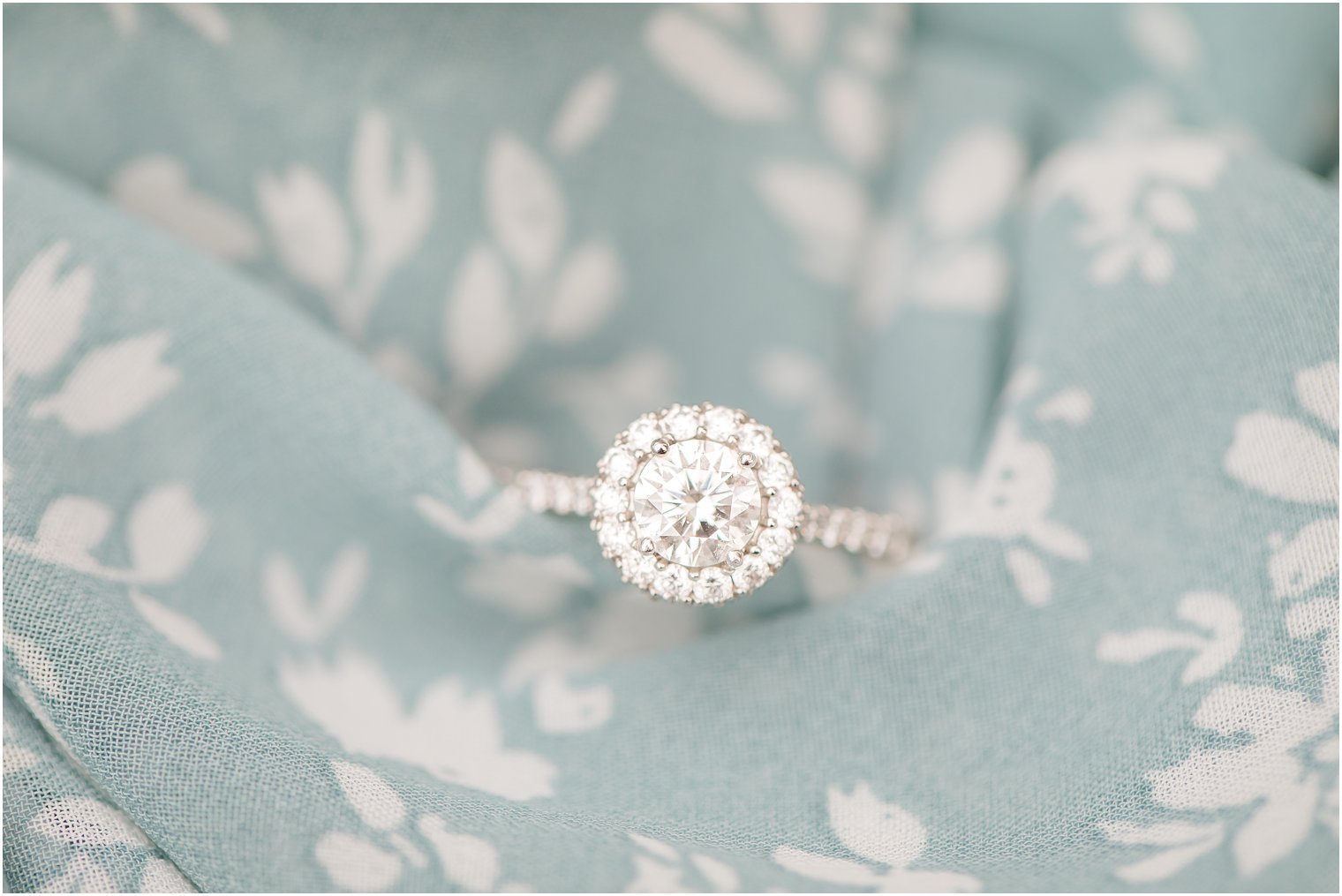 diamond ring photographed during New Jersey engagement session