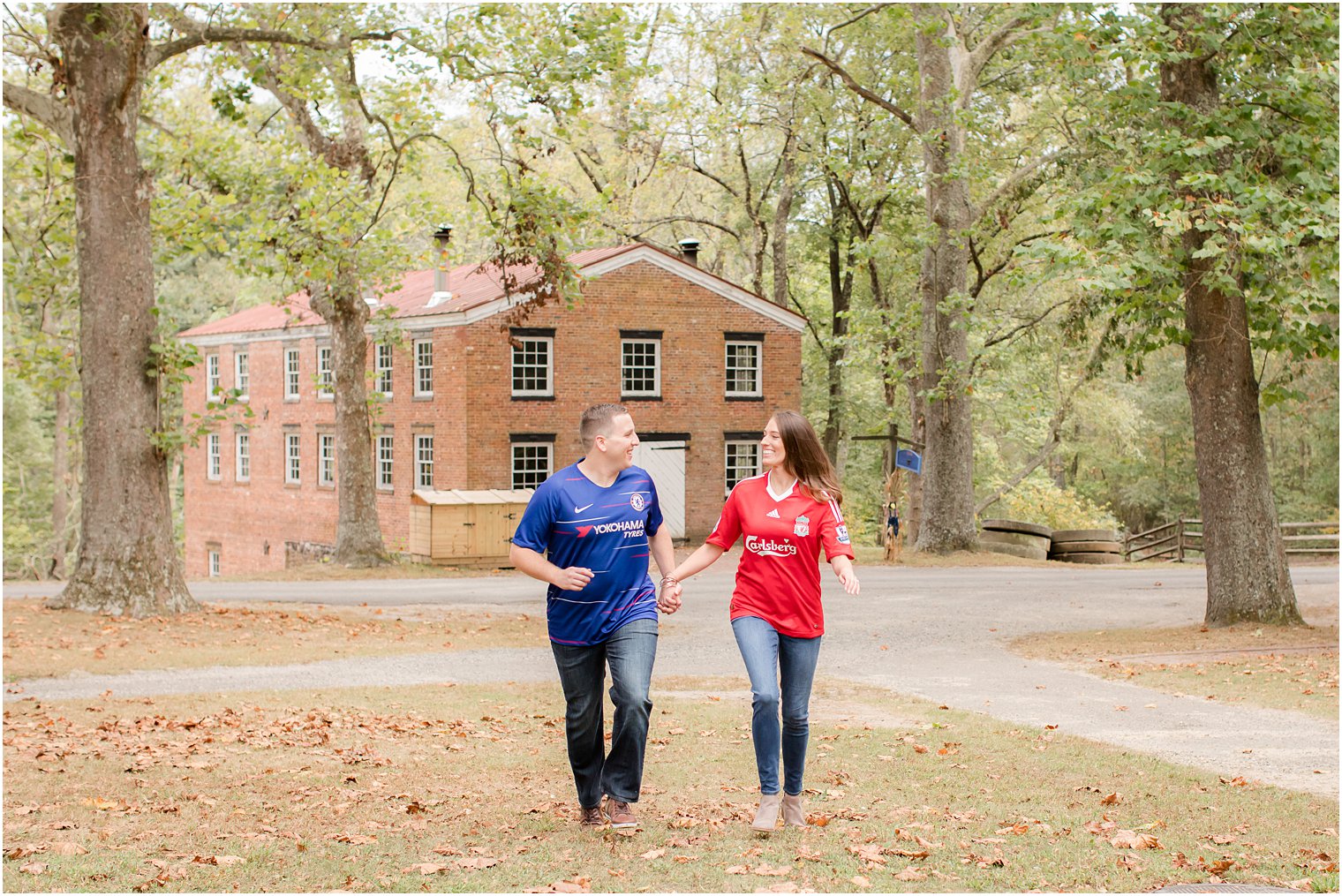 engagement photos in soccer jerseys by Idalia Photography