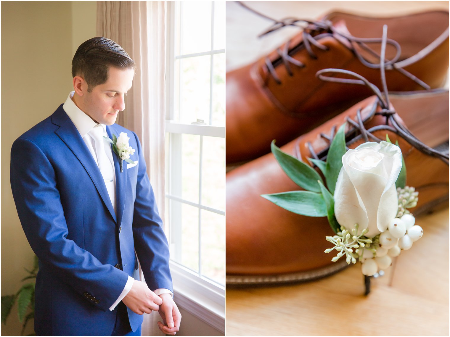 groom prepares for NY wedding day with Idalia Photography