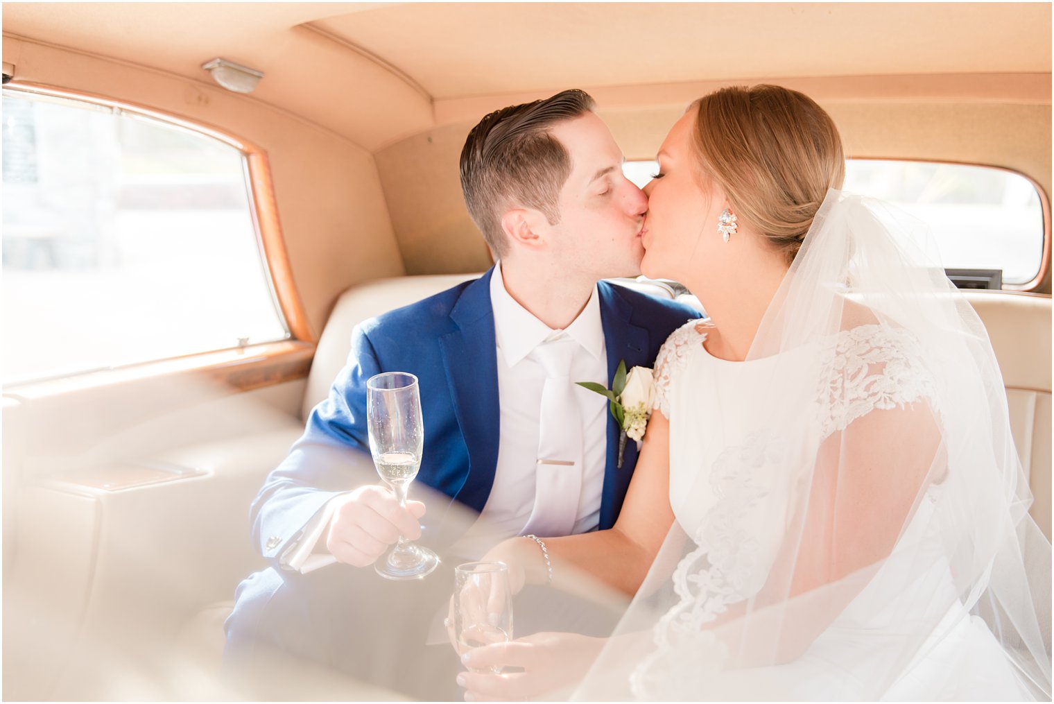 wedding portraits in classic car photographed by Idalia Photography