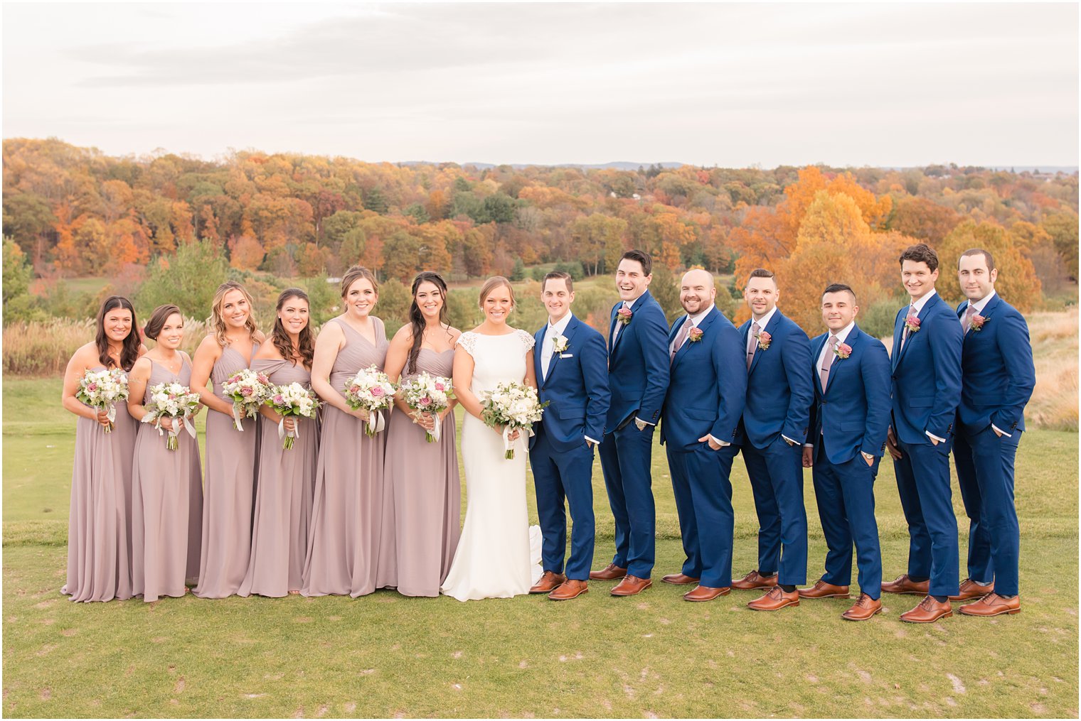 classic wedding party portraits at New York Country Club with Idalia Photography
