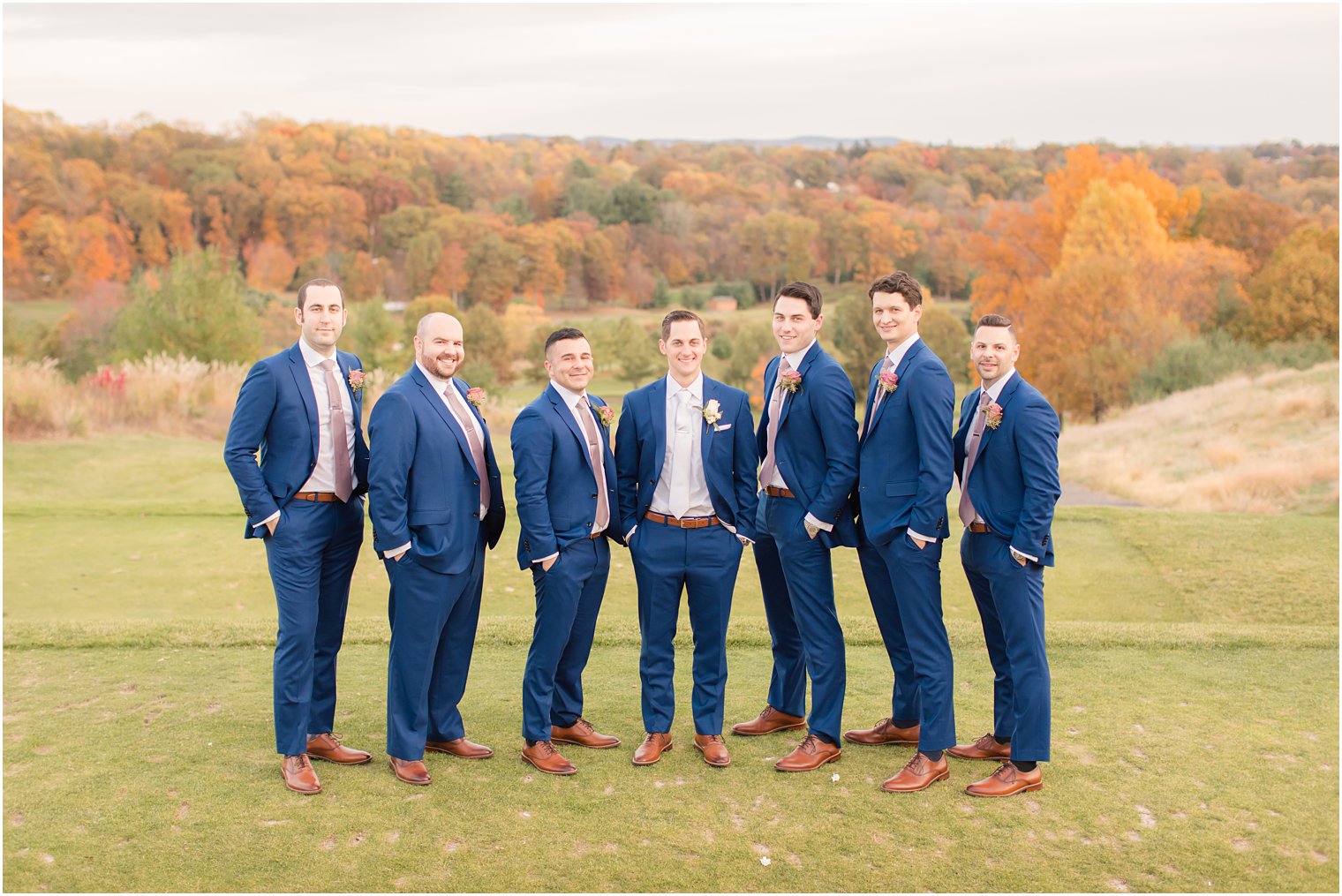 groomsmen pose at New York Country Club with Idalia Photography