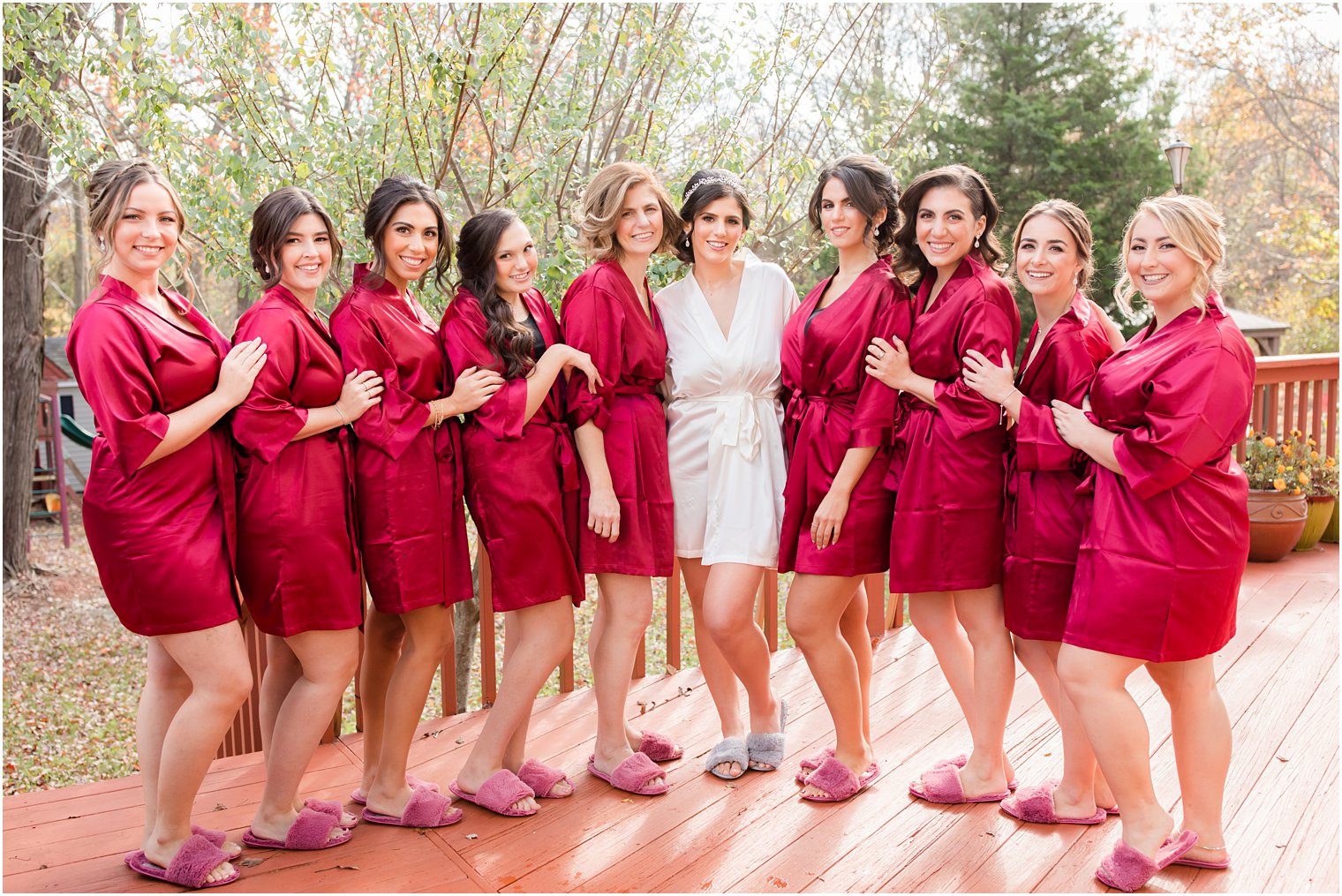 bridesmaids pose on wedding day with Idalia Photography