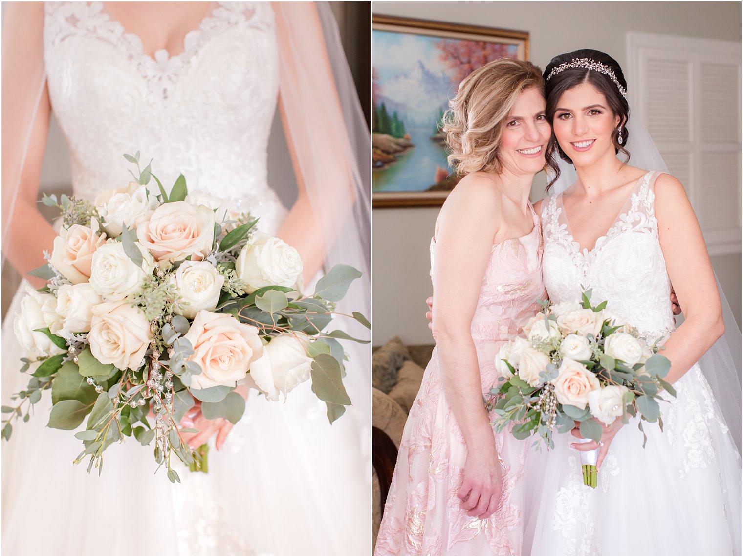 bride and mother pose for Idalia Photography