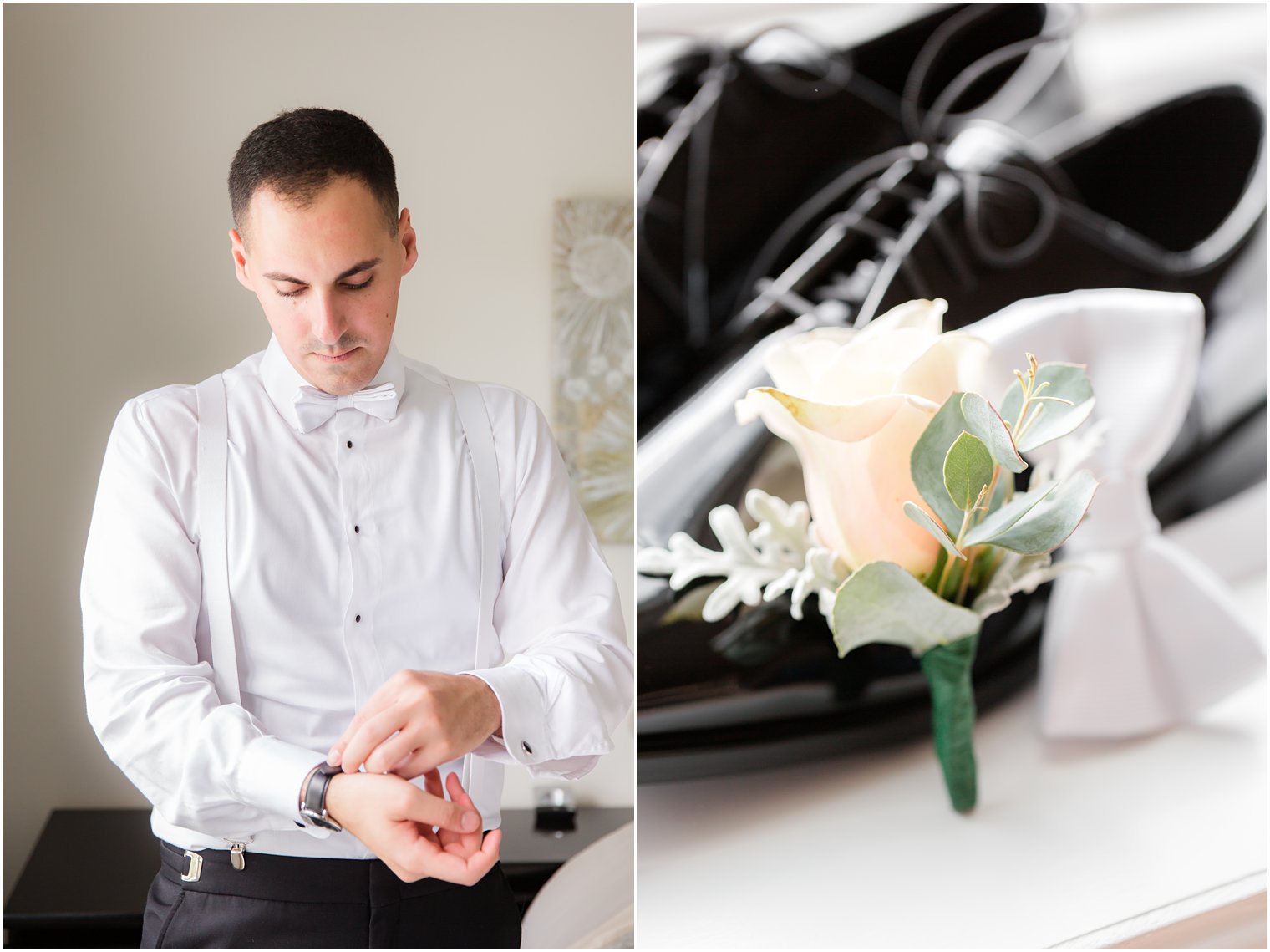 groom prepares for New Jersey wedding day with Idalia Photography