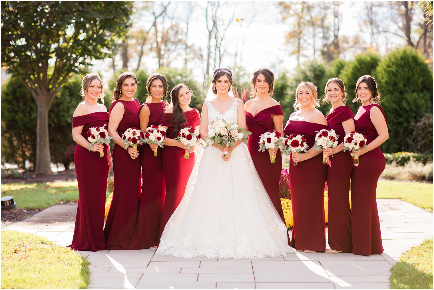 bridesmaid portraits at Palace at Somerset Park for fall wedding