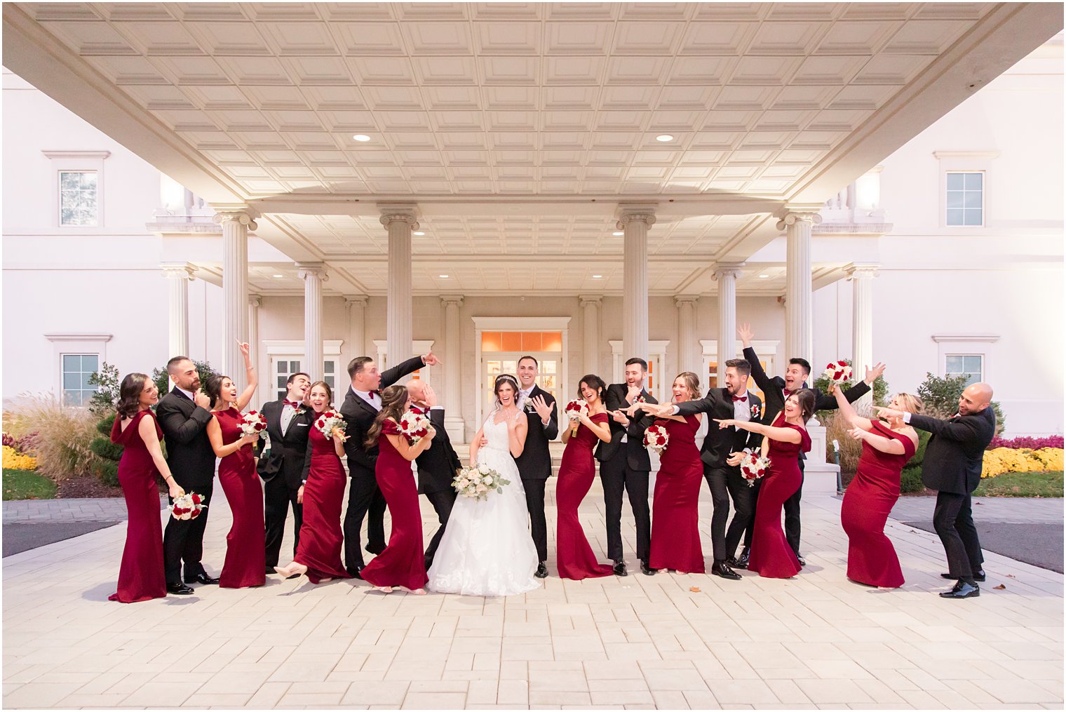 fall wedding party photos at Palace at Somerset Park