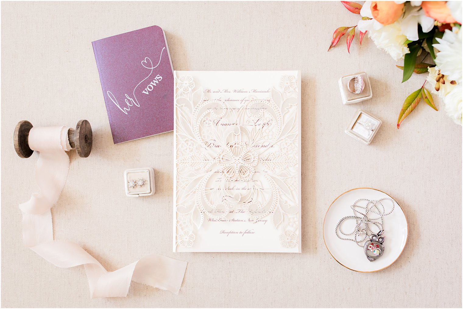 lace details on wedding invitations by You're So Invited 