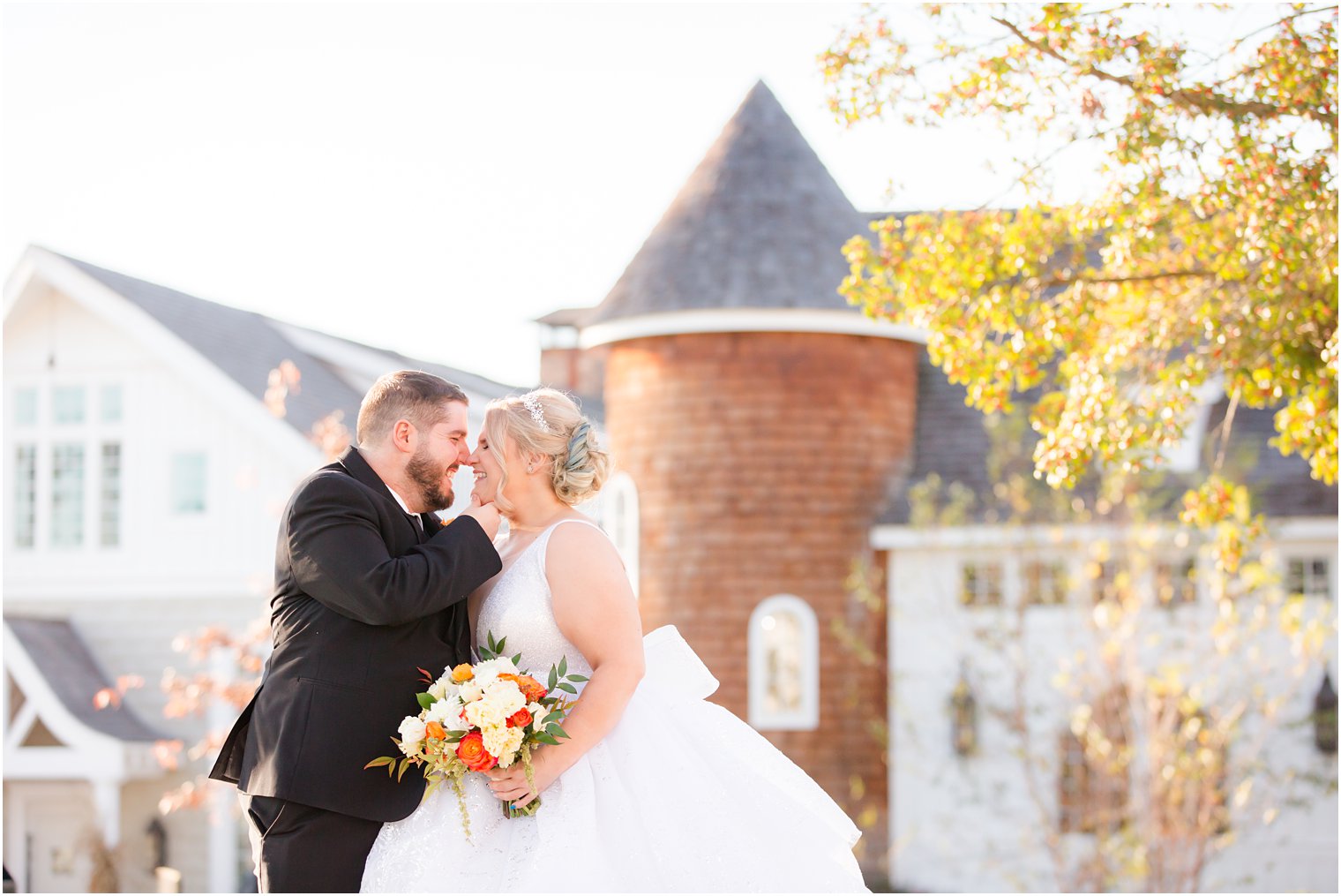 fall wedding portraits at Ryland Inn with NJ wedding photographer Idalia Photography