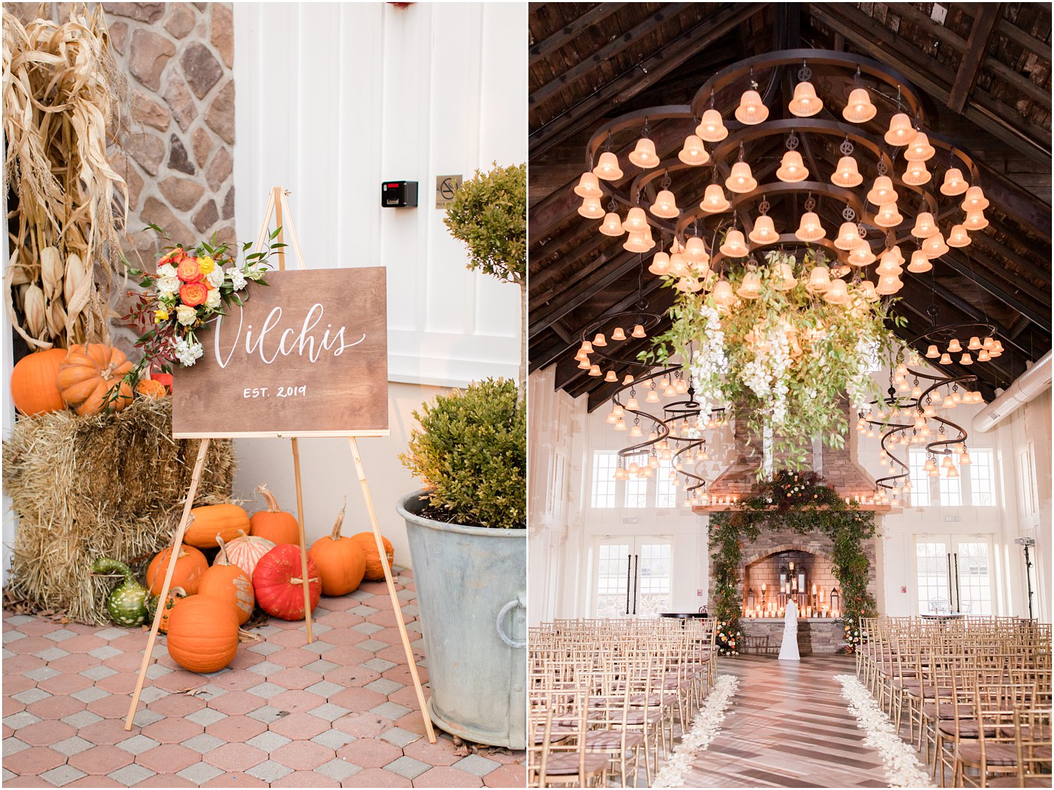 fall wedding ceremony at Ryland Inn photographed by Idalia Photography