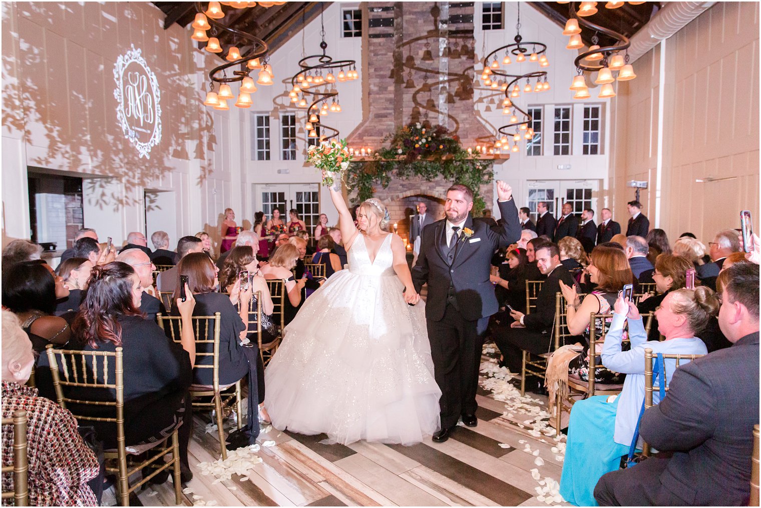 happy fall wedding ceremony at Ryland Inn