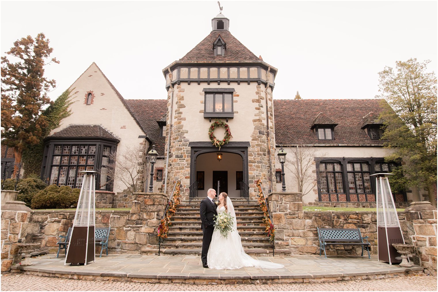 wedding portrait at Pleasantdale Chateau winter wedding