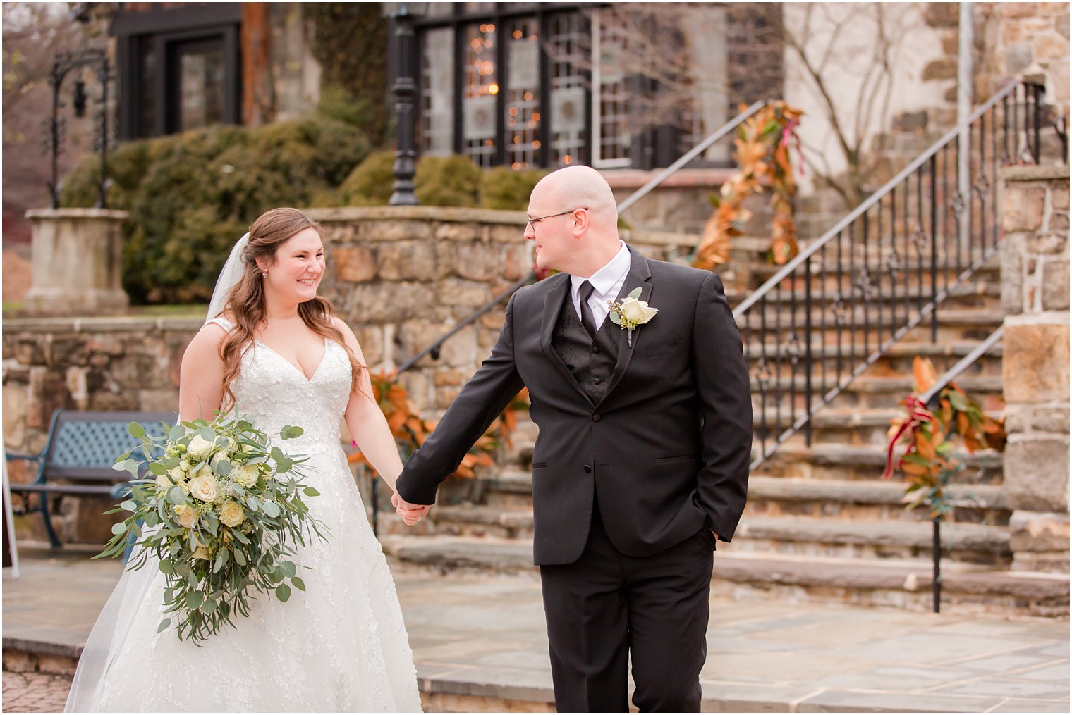 classic wedding portraits at Pleasantdale Chateau winter wedding