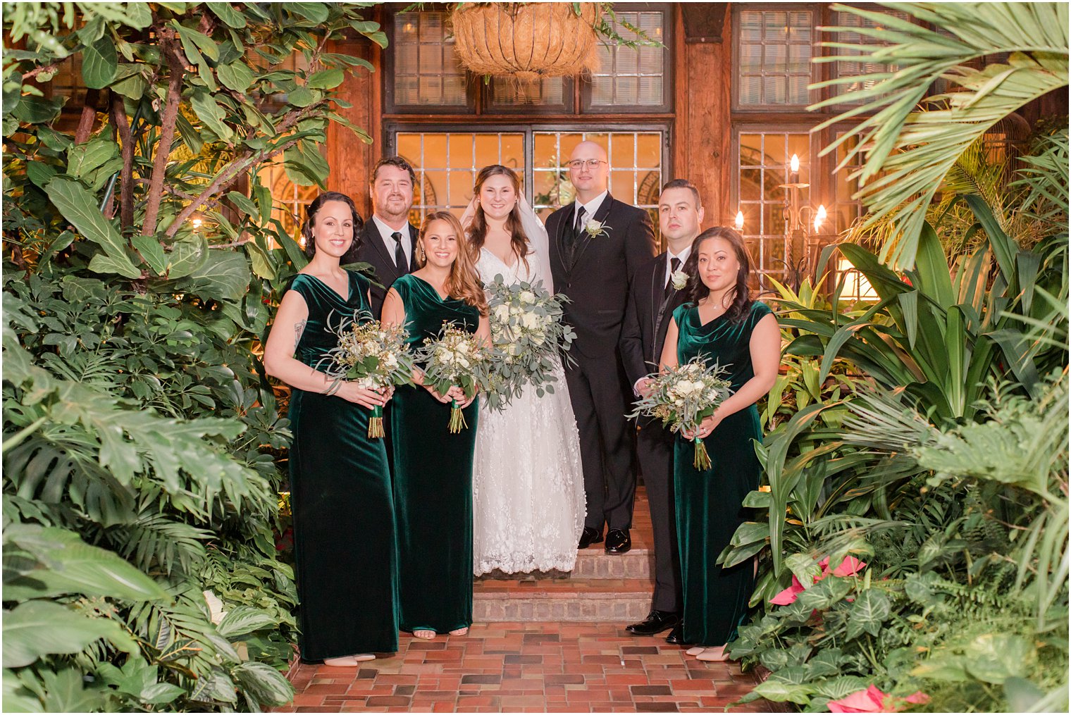 bridal party greenhouse photo at Pleasantdale Chateau