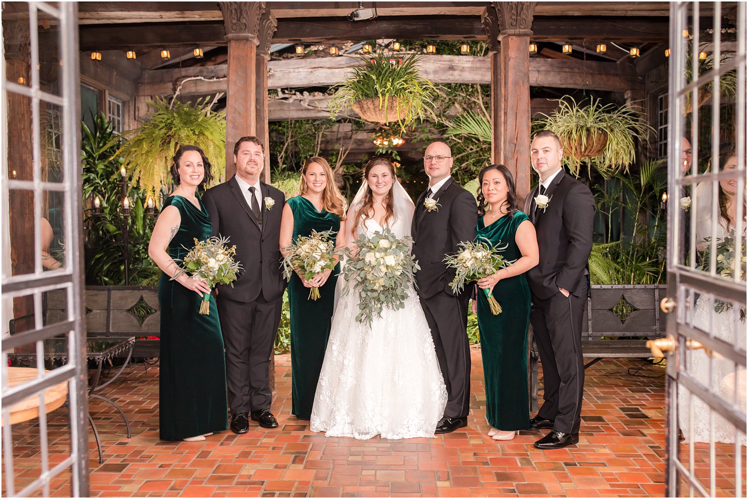 bridal party greenhouse photo at Pleasantdale Chateau