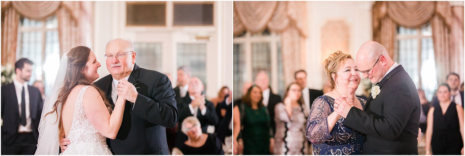 parent dances during their wedding reception at Pleasantdale Chateau