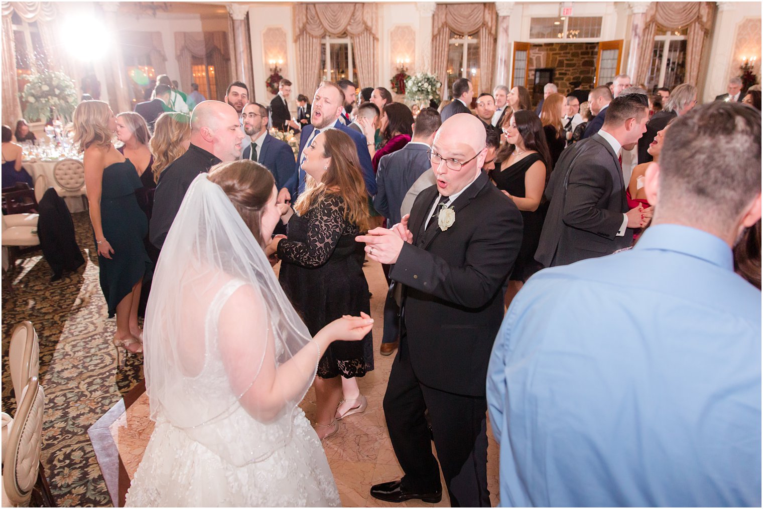 dance floor during wedding reception at Pleasantdale Chateau