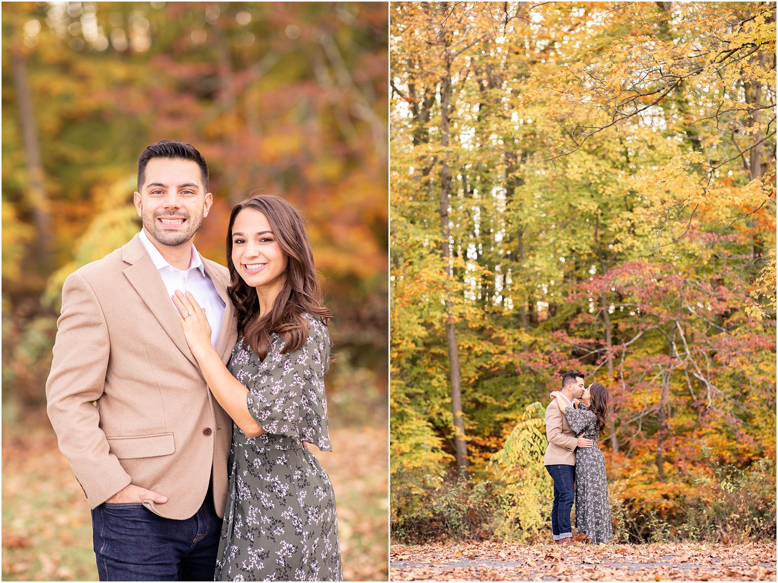 engaged couple laughing during their engagement session 