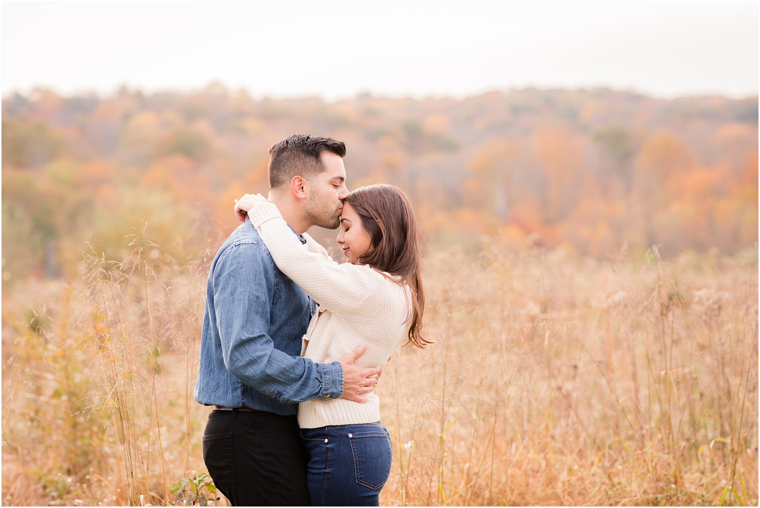 romantic fall engagement session at Natirar Park