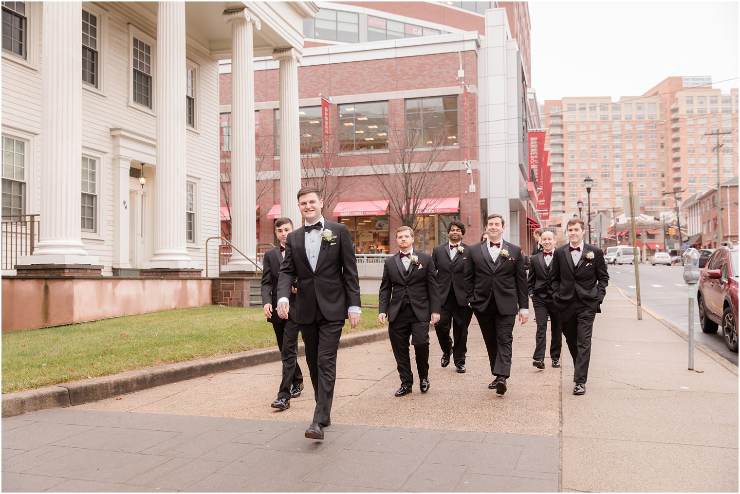 Groomsmen walking in New Brunswick