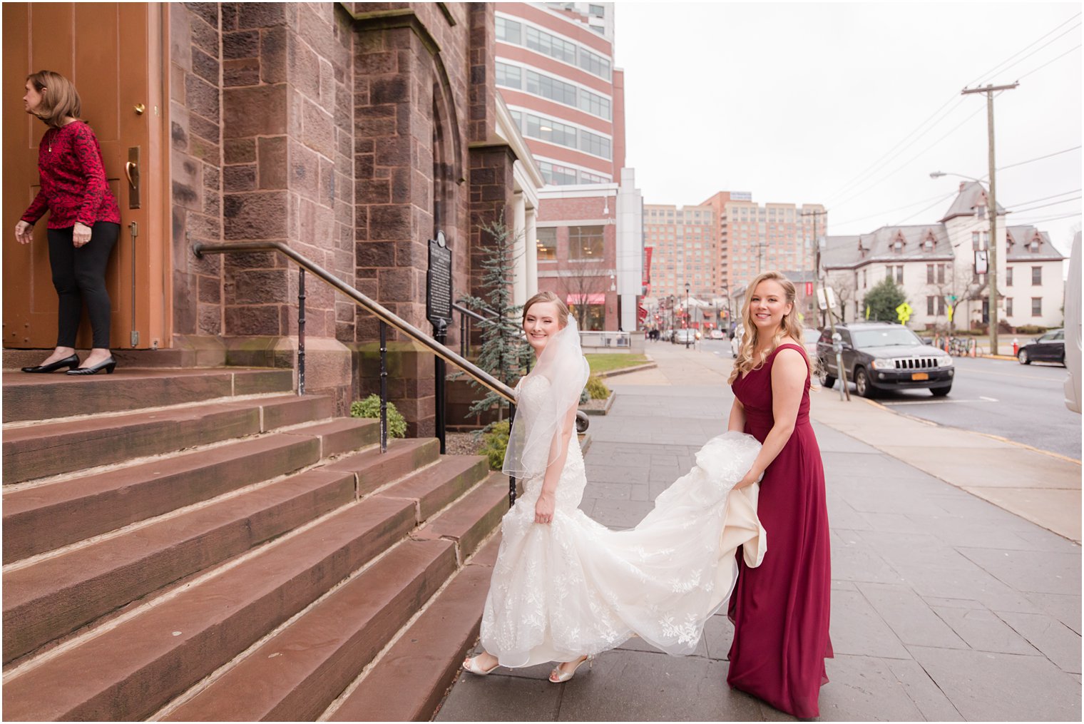 Bride arriving at the church for wedding ceremony