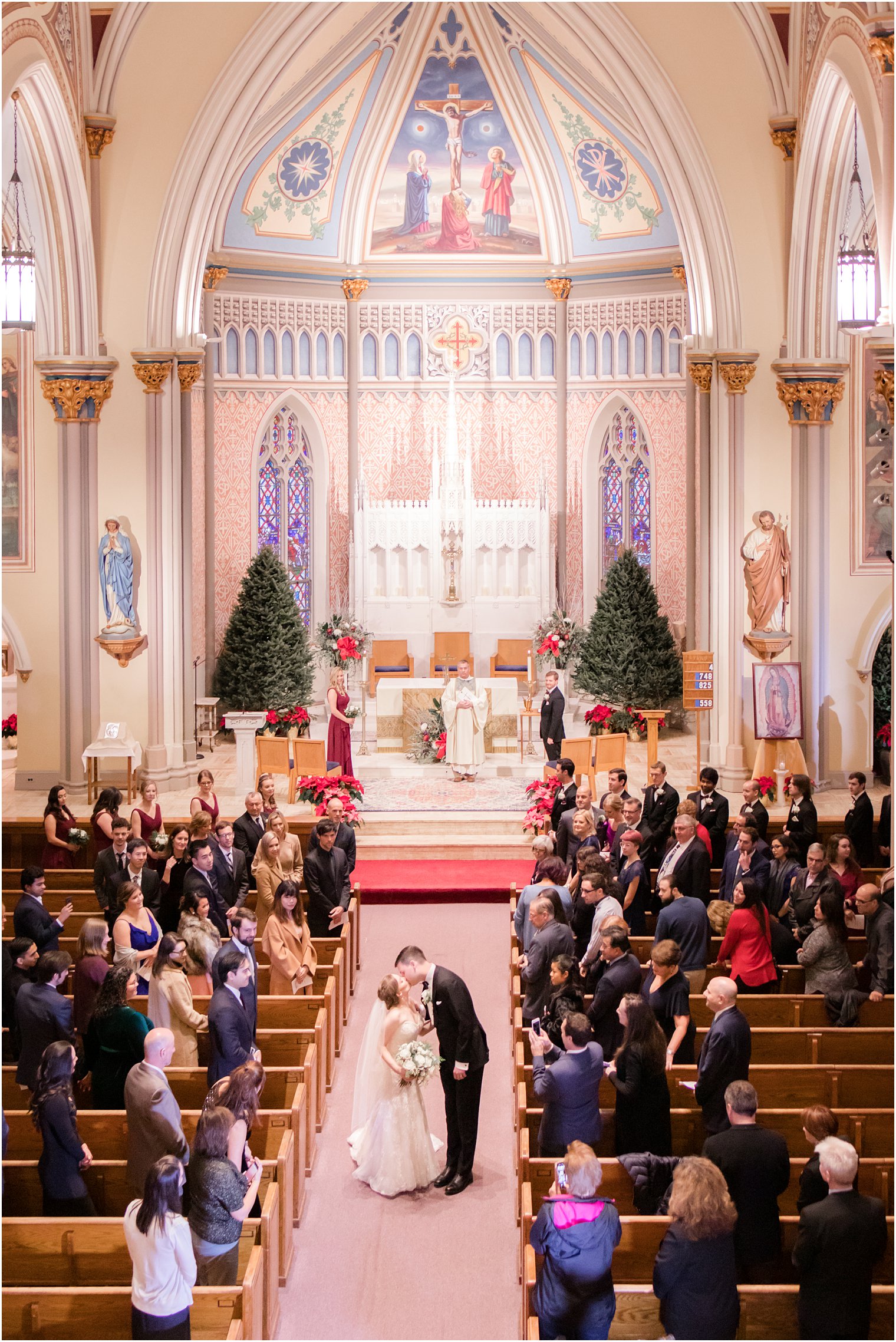 Bride and groom's recessional at St. Peter the Apostle in New Brunswick NJ